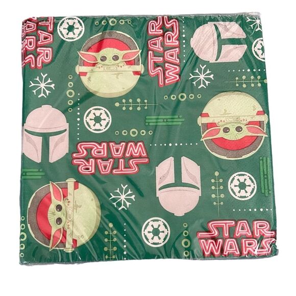 New Star Wars Mandalorian Baby Yoda Christmas Napkins 16 Count Disney Holiday - Picture 1 of 3